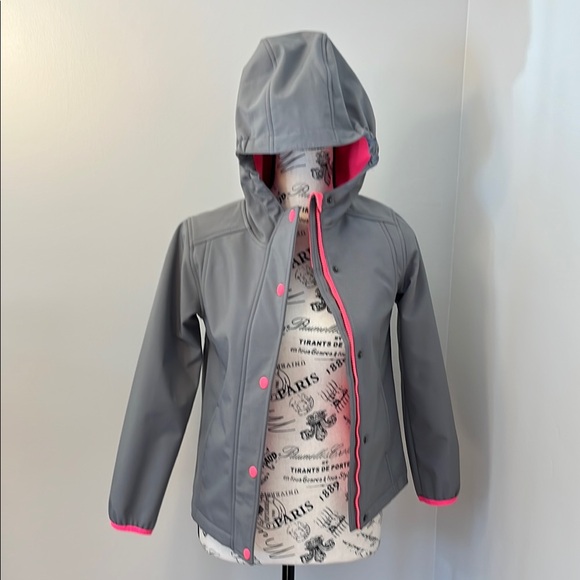 Gray Hooded Jacket with Pink Accents Size Medium (7/8). - Picture 3 of 8
